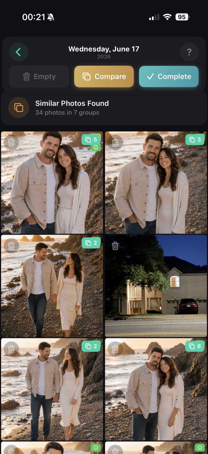 Lumenist day review showing groups of similar photos